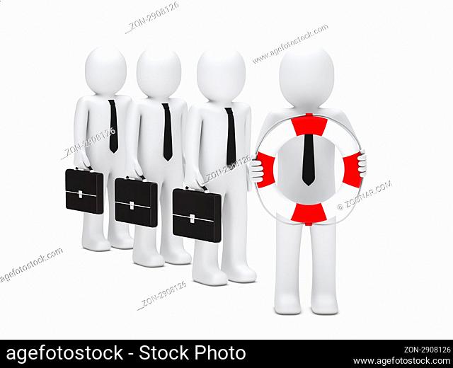 3d business men with briefcase and lifebelt