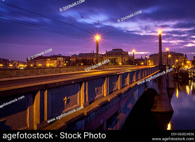 Manes Bridge is a road and tramway bridge over the Vltava river in Prague, Czech Republic. The bridge is named after the Czech painter Josef Manes