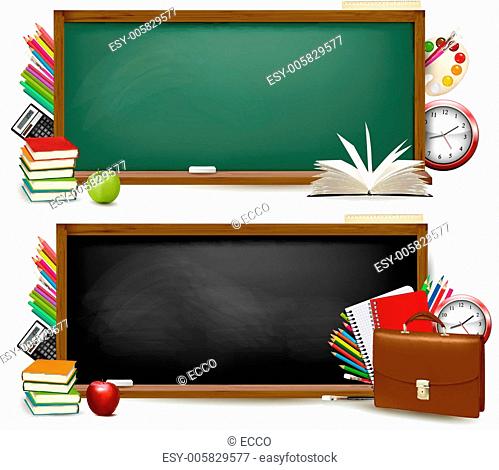 Back to school. Two banners with school supplies. Vector