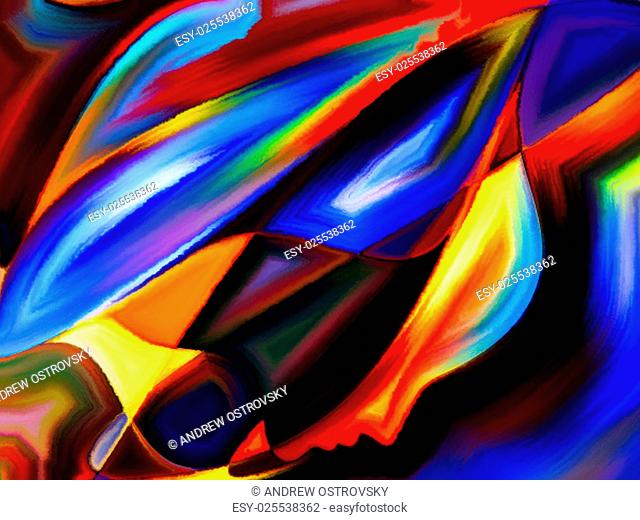 Colors of Fate series. Design composed of human profiles and colorful shapes as a metaphor on the subject of inner world, sacred reality, emotion, human destiny
