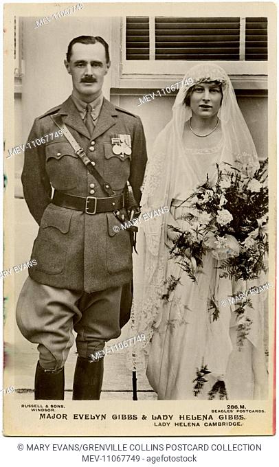 The wedding of Major (later Colonel) John Evelyn Gibbs (1879-1932) to Lady Helena Cambridge (born Princess Helena of Teck
