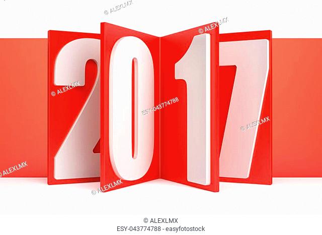 2017 New Year concept, 3D rendering isolated on white background