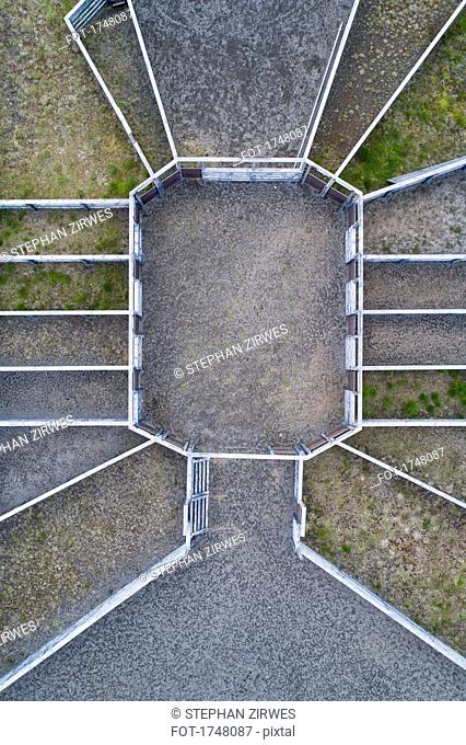 Drone view of built structure on field, Highlands, Iceland