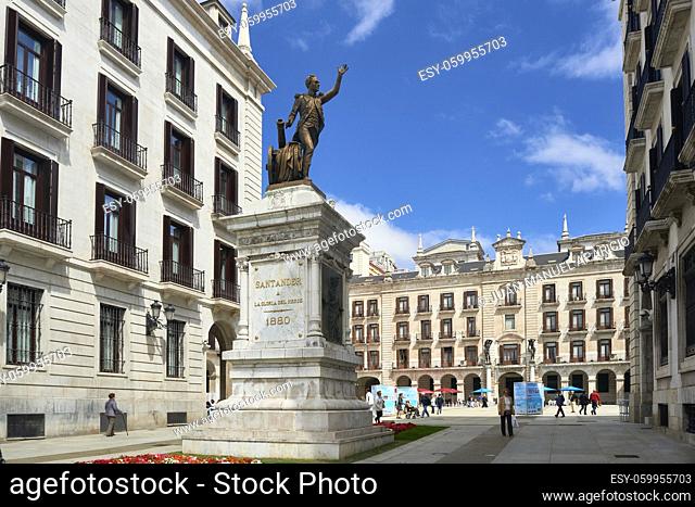 Monument to Pedro Velarde in Plaza Alfonso XIII. Santander. Cantabria. Spain