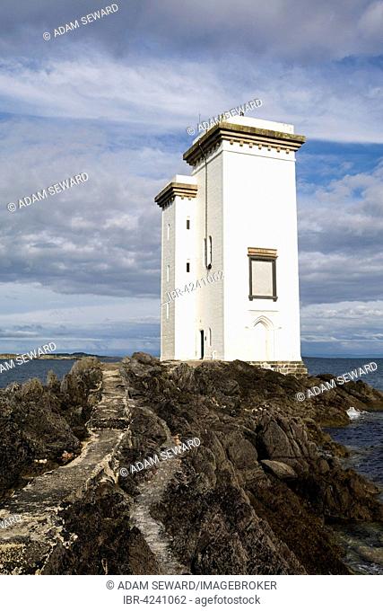 Port Ellen Lighthouse, also Carraig Fhada Lighthouse, Port Ellen, Isle of Islay, Inner Hebrides, Scotland, United Kingdom