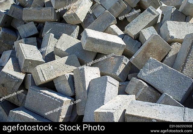 Pile of concrete cobblestones..Improvement of the city Infrastructure