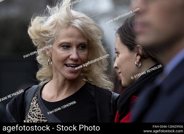Senior Counselor Kellyanne Conway speaks to members of the media on the South Lawn of the White House in Washington D.C., U.S