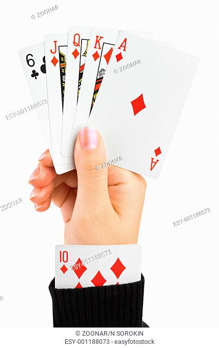 Hand and card in sleeve
