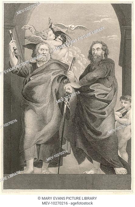 Saint Peter, one of the Twelve Apostles and the first Pope, depicted holding the Keys to the Kingdom of Heaven, entrusted to him by Jesus