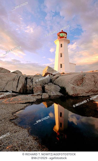 Lighthouse at sunset. Peggy's Cove (Nova Scotia). Canada