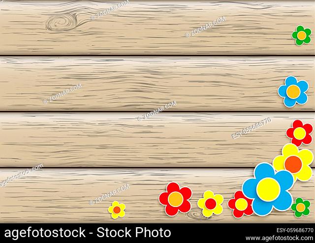 Flowers on the wooden background. Eps 10 vector file