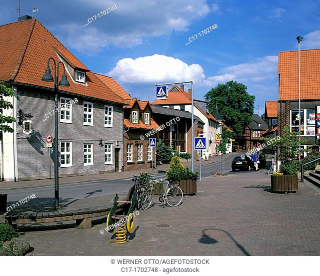 Germany, Hankensbuettel, Samtgemeinde Hankensbuettel, nature reserve Suedheide, Droemling, Lueneburg Heath, Lower Saxony, town centre, civil houses
