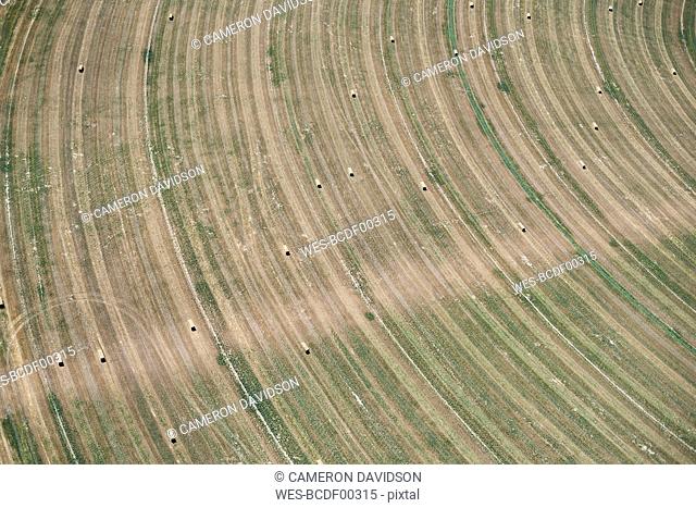 USA, Aerial photograph of contour farming after harvest in Western Nebraska