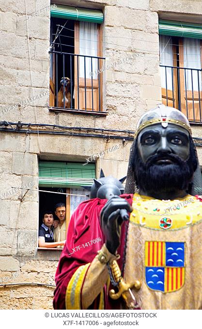 Parade Looking the giant La Patum Masterpiece of Oral and Intangible Heritage by UNESCO Berga  Barcelona  Catalonia  Spain