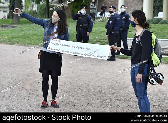 Hundreds of people met in Prague-Letna today, on Wednesday, April 29, 2020, to protest against the cabinet's steps and way of communication amid the coronavirus...