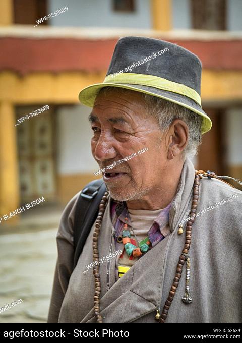 Inhabitant of Korzok in the temple to attend the Buddhist festival