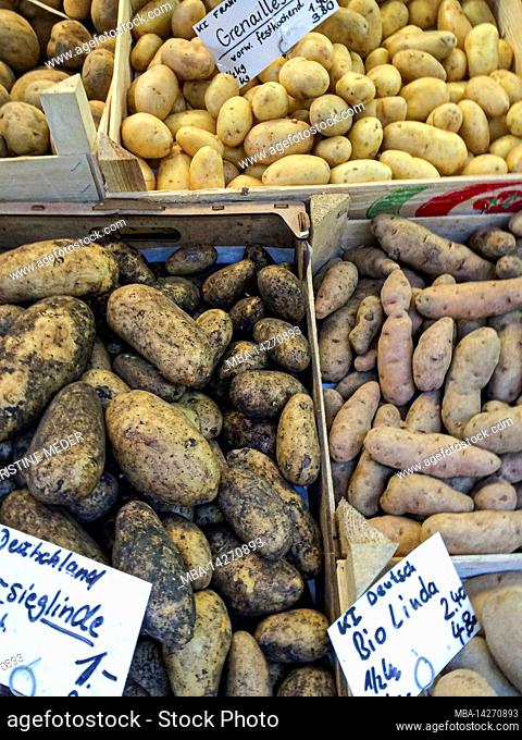 potatoes, market stall