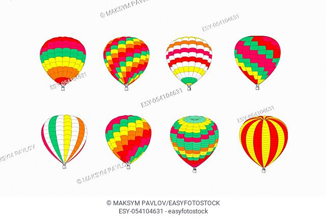 Set of multicolored balloons on a white background. Vector illustration on white
