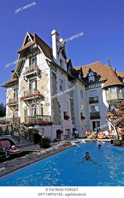 SWIMMING POOL, HOTEL-RESTAURANT 'L'AUGEVAL', DEAUVILLE, CALVADOS 14, NORMANDY, FRANCE