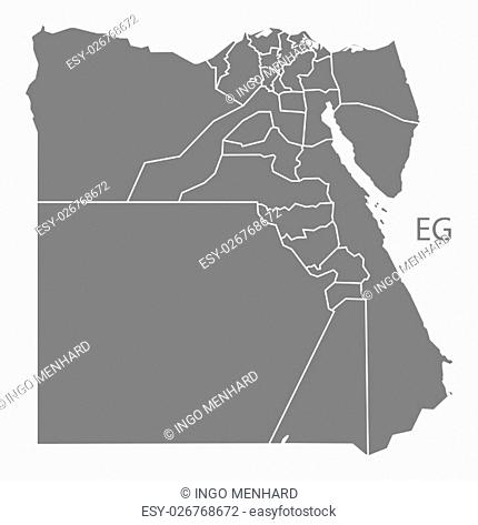 Egypt governorates Map grey