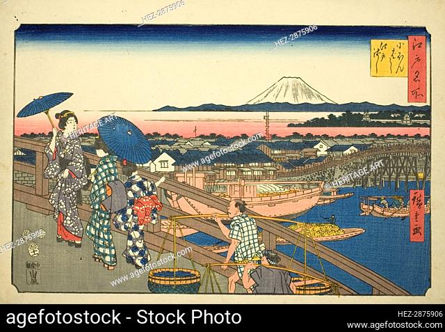 Nihon Bridge to Edo Bridge (Nihonbashi Edobashi), from the series Famous Places in Edo.., 1853. Creator: Ando Hiroshige