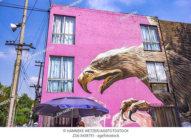Colorful street art in the street of Mexico City, Federal District, Mexico