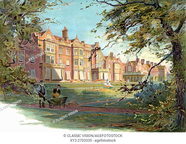 Sandringham House, Norfolk, England in the 19th century. From The Century Edition of Cassell's History of England, published c. 1900