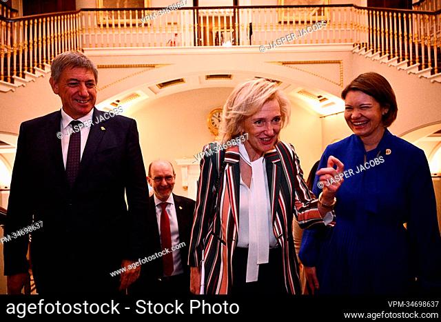 Flemish Minister President Jan Jambon, Princess Astrid of Belgium and Esther Teeken - Chief Operating Officer of Institute of Directors arrive for the event...