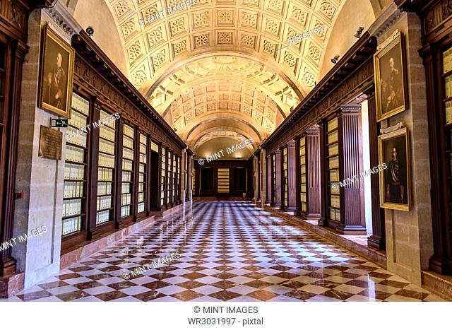 Interior of the General Archive of the Indies, mercantile exchange, a historic renaissance building in Seville