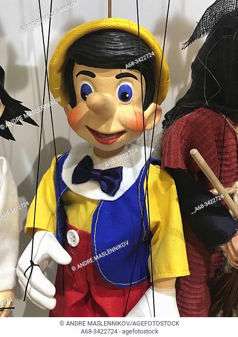 Pinocchio puppet. Puppet on a string