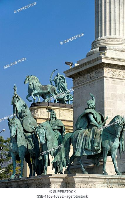 Hungary, Budapest, Heroes' Square, Bronze Statues