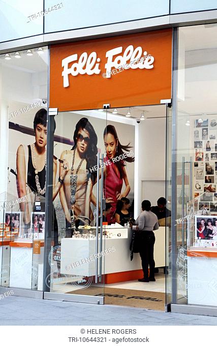 London England Westfield Shopping Centre People Shopping In Folli Follie Accessories Shop