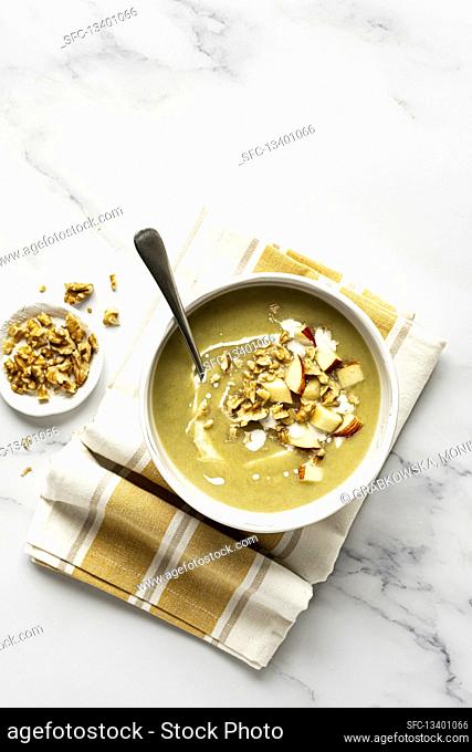 Celeriac soup with apple and walnuts