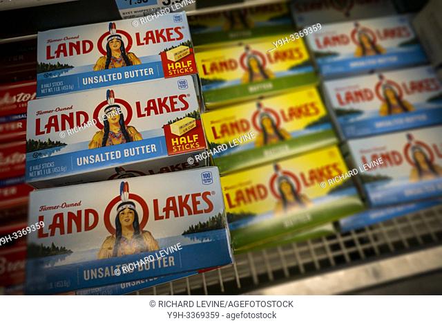 Packages of dairy producer Dean Foods' Land O Lakes brand butter in a supermarket cooler in New York on Tuesday, February 26, 2019