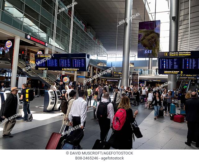 passengers at Kastrup Airport, Terminal 1, Copenhagen, Denmark