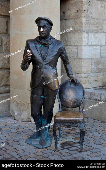 PYATIGORSK, RUSSIA - DECEMBER 23, 2018: Monument to the literary character Ostap Bender at the Lake Proval. Established in 2008