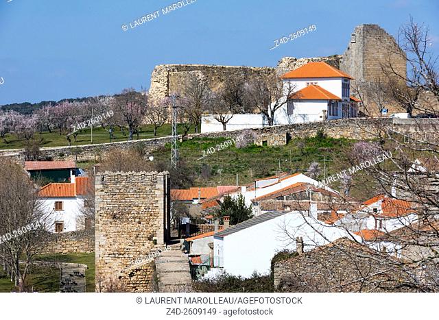 View of the Ruins of the Castle of Miranda do Douro from the Battlements of the Citadel. Braganca District, Norte Region, Portugal, Europe