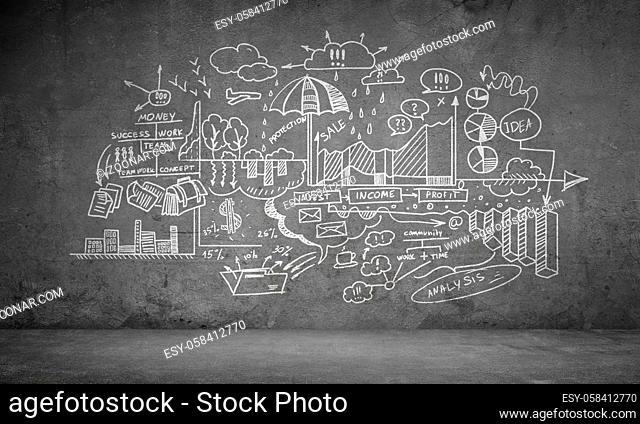 Effective business planning concept on concrete wall background