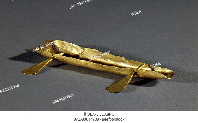 Celtic civilization, Austria. Gold model boat. From the Tomb 44/1.  Hallein, Keltenmuseum (Archaeological Museum)