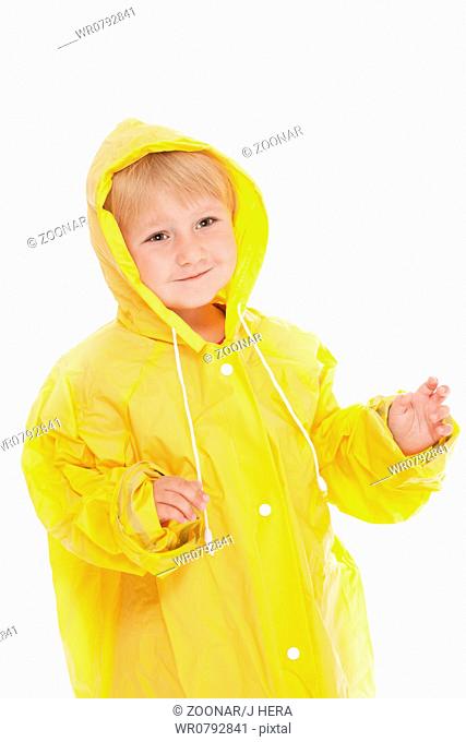child with yellow raincoat