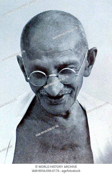 Mohandas Karamchand Gandhi (2 October 1869 – 30 January 1948). Preeminent leader of the Indian independence movement in British-ruled India