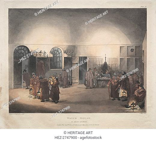 Watch House, St. Mary Le Boue, 1809. Creator: Thomas Rowlandson (British, 1756-1827); Augustus Charles Pugin (British, 1762-1832), and