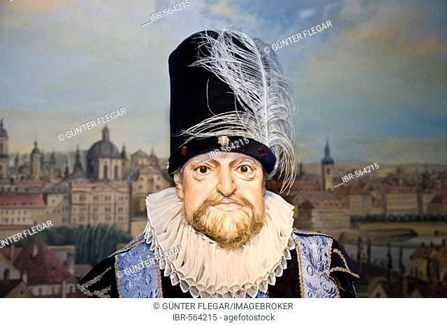 Emperor Rudolf II as a wax figure Wax museum of Prague Czechia