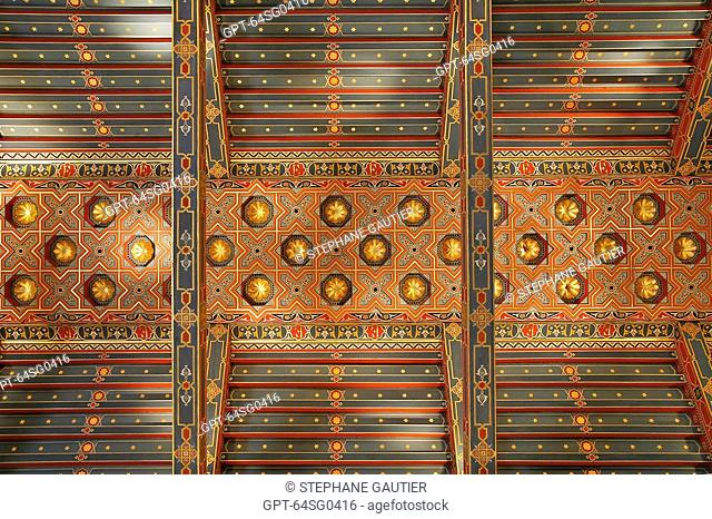 CEILING, IMPERIAL CHAPEL, BUILT IN 1864 AT THE IMPERIAL DEMAND OF EMPRESS EUGENIE OF MONTIJO. THIS CHARMING CHAPEL HARMONIOUSLY COMBINES ROMAN-BYZANTINE AND...