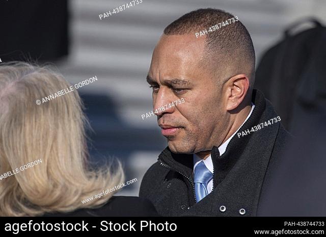 United States House Minority Leader Hakeem Jeffries (Democrat of New York) gathers with members of the Gun Violence Prevention Task Force at an event to mark...