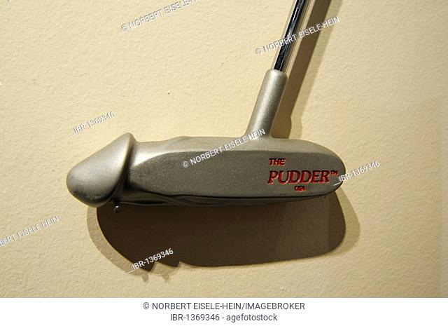 The Pudder, golf putter in the World Erotic Art Museum, Miami South Beach, Art Deco district, Florida, USA