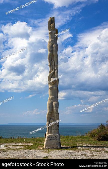 The Gate of the 40 Maidens obelisk in Kaliakra Cape in Southern Dobruja region of the northern Bulgarian Black Sea Coast