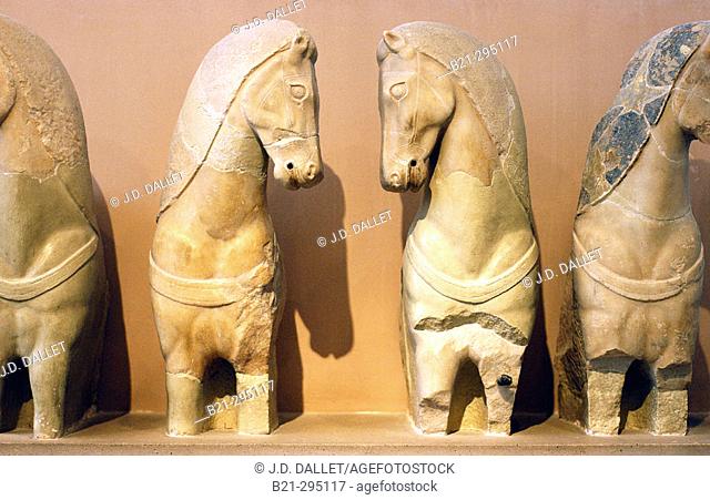 Horses of charriot statue at Acropolis Museum. Athens, Greece