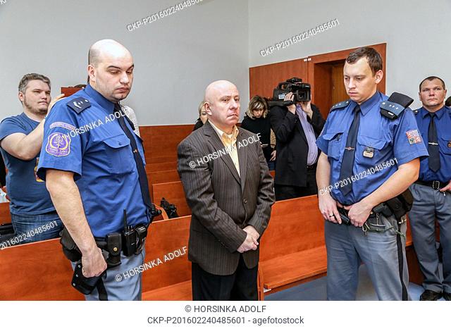Polish driver Slawomir Wojciech Sondaj (centre) at the court in Novy Jicin, Czech Republic, February 24, 2016. Slawomir Wojciech Sondaj is to spend 8