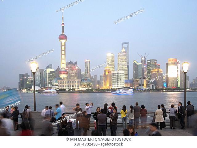 View of cityscape of Pudong district of Shanghai in China